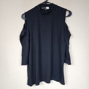 Elite Collection XL Black Cold Shoulder Blouse Top